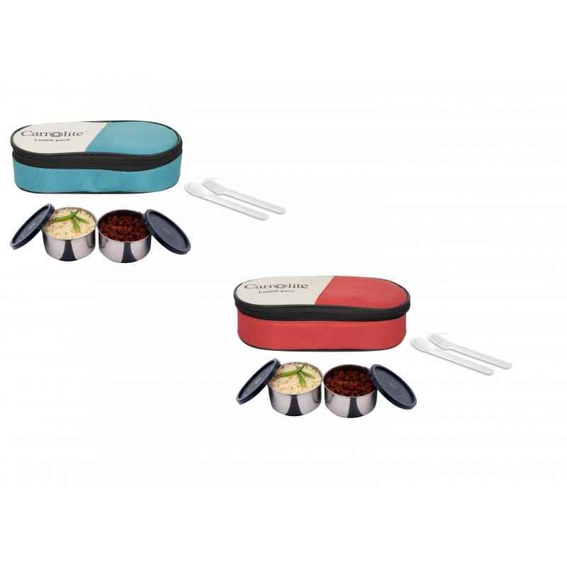 Carrolite 400ml Multi Colour Stainless Steel Lunchbox Buy 1 Get 1 Free, Comboblack_004