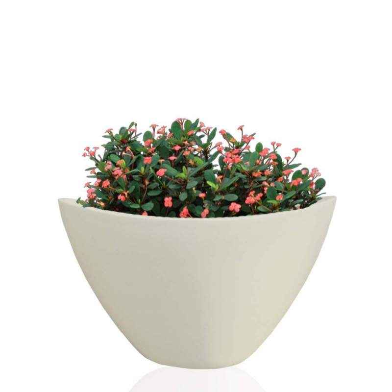 Yuccabe Italia 6 Inch Round White Hybrid Polymer Planter, OVAL916
