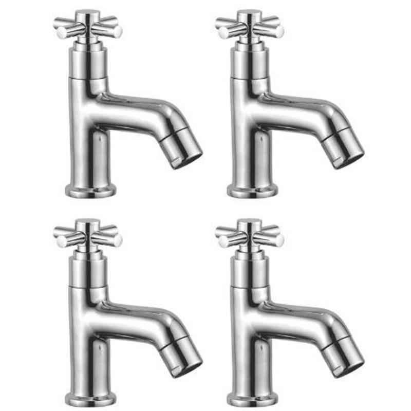 Drizzle Corsa 4 Pcs Brass Chrome Finish Silver Pillar Cock Set, APILLARCORSA4