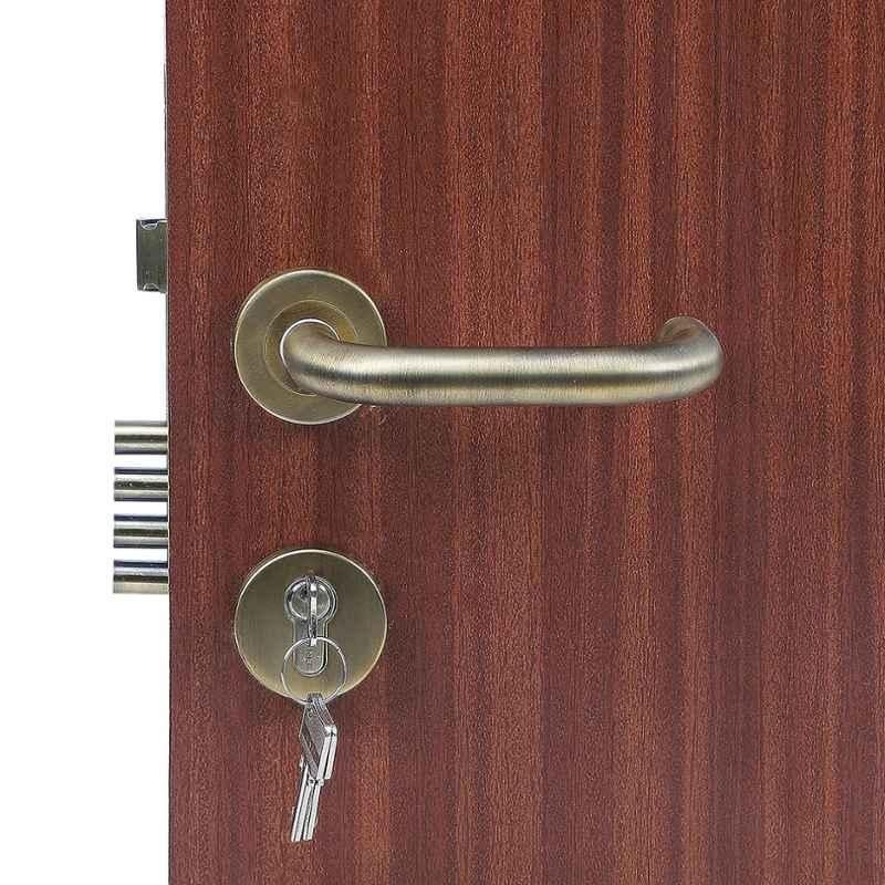 Handle Waala Rose MG-1103 60mm Stainless Steel Anitque Brass Finish Both Side Key Cylindrical Plate Mortise Door Lock Set