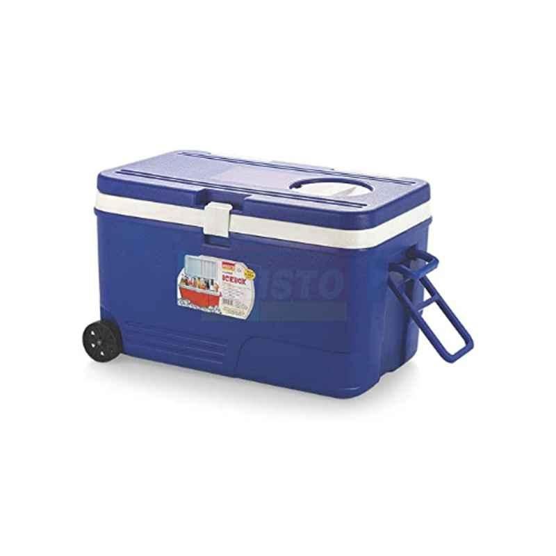 Aristo 60L Blue Plastic Insulated Ice Box with Vent Lid,Tap & Wheels