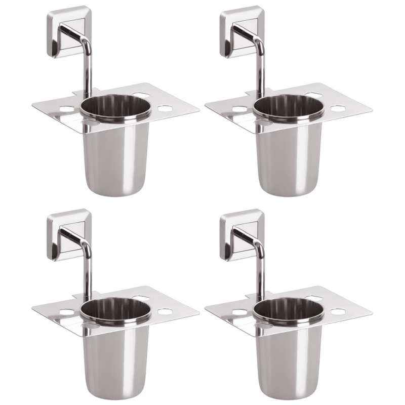 Abyss ABDY-1114 Glossy Finish Stainless Steel Tooth Brush Holder (Pack of 4)
