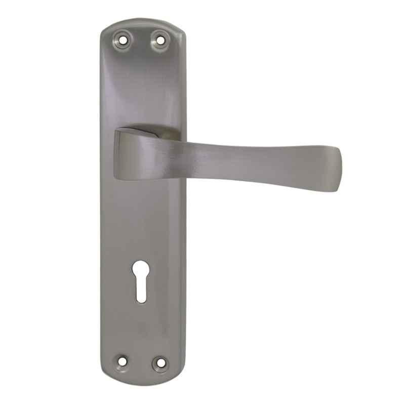 S&A Home Decor 7 inch Iron & Brass Glossy Silver Satin Finish Mortise Door Lock Set with 3 Keys, 104-SS