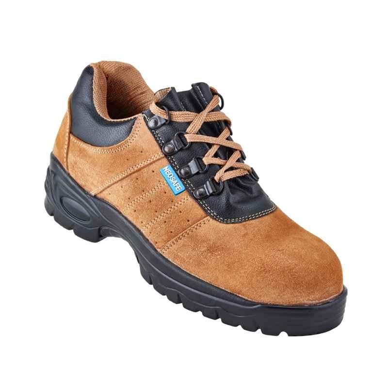 NEOSafe A5022 Brawn Sporty Look Steel Toe Leather Brown Work Safety Shoes, Size: 8