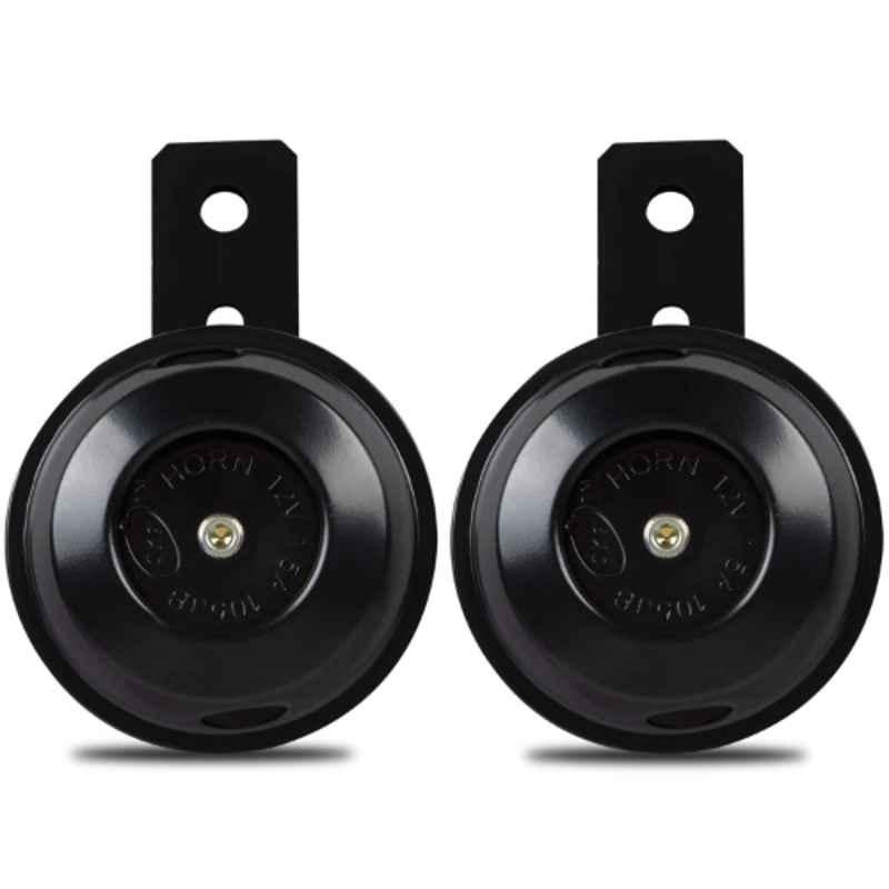 AllExtreme EXASHB2 2 Pcs 12V Black Waterproof Super Loud Electric Honk Air Horn Siren Set