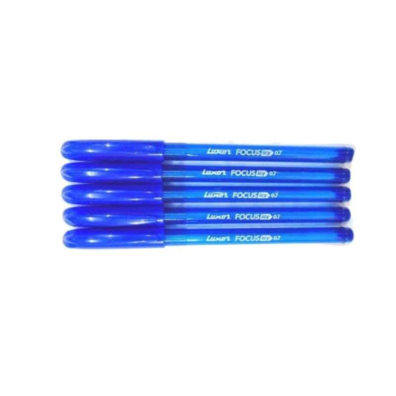Luxor FocusÂ ICY 0.7mm Blue Plastic Ball Point Pen, 1757 (Pack of 1000)