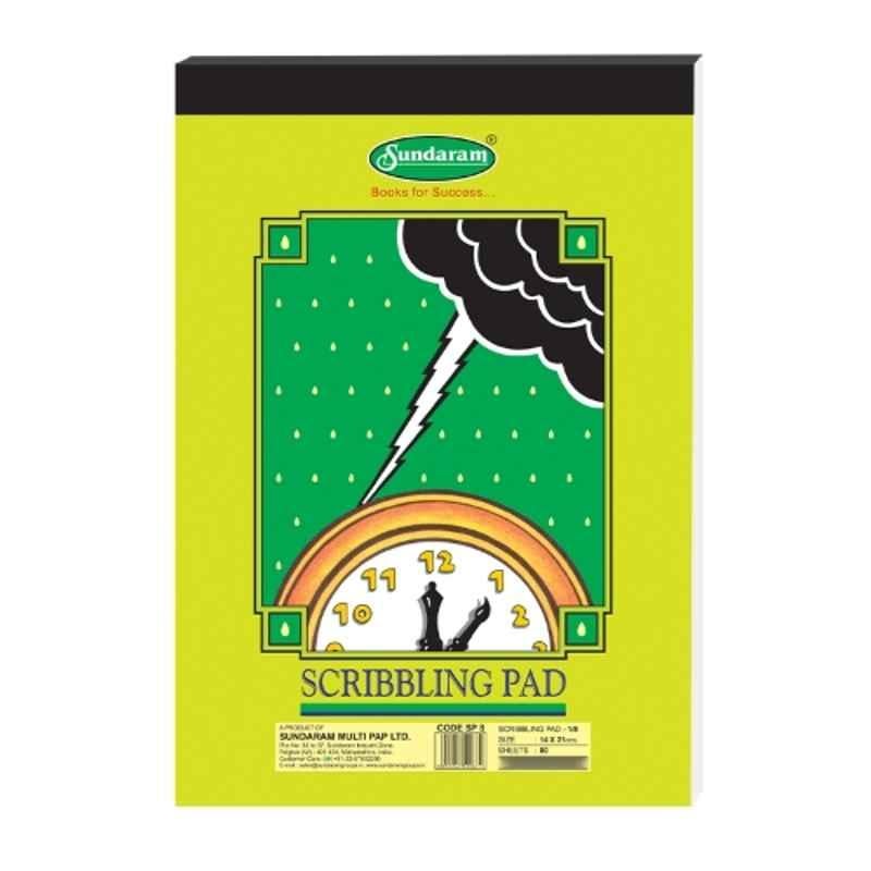 Sundaram 40 Pages 14x21cm Top Binding Single Line 1/8 Scribbling Pad for School, Home & Office, SP-8 (Pack of 18)