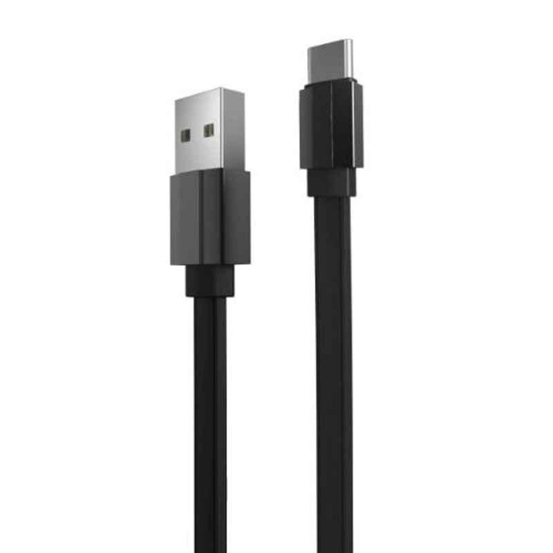 Portronics Konnect Flat 2.4A Black 1m Type-C Cable, POR-459