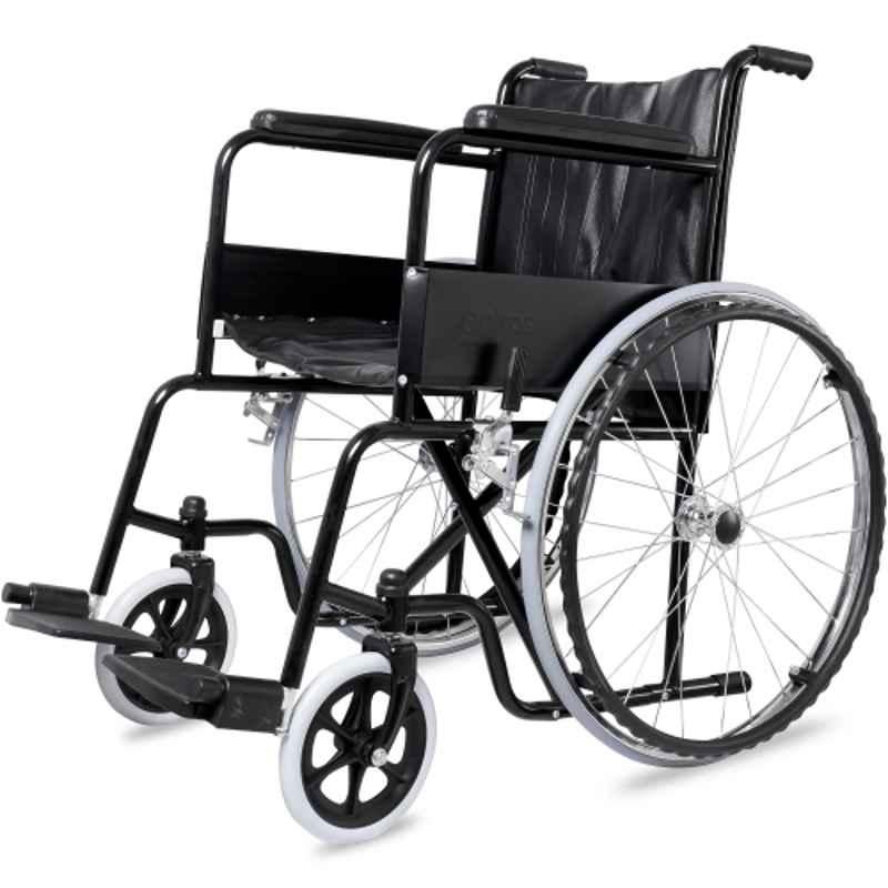 Entros Dura Rexine Mag Wheel Regular Foldable Powder Coated Steel Wheelchair, KL875