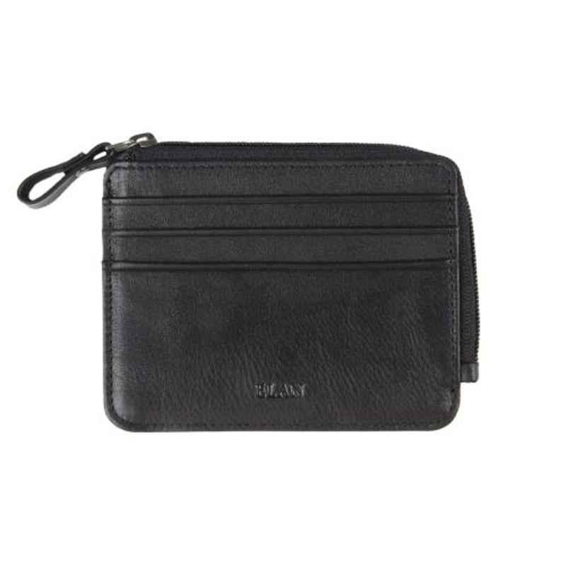 Elan Classic 10.5x1x8cm 6 Slot Black Leather Card Holder with Zipper, ECCH-9621-BL