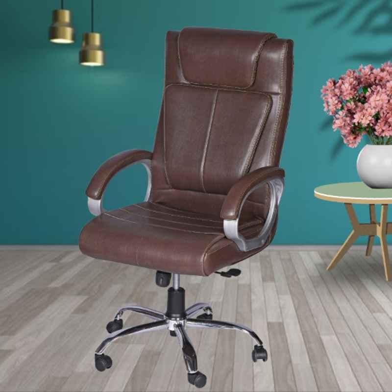 Heikin Fibbo Brown High Back Leatherette DIY Executive Office Chair for Work from Home, HE-00034