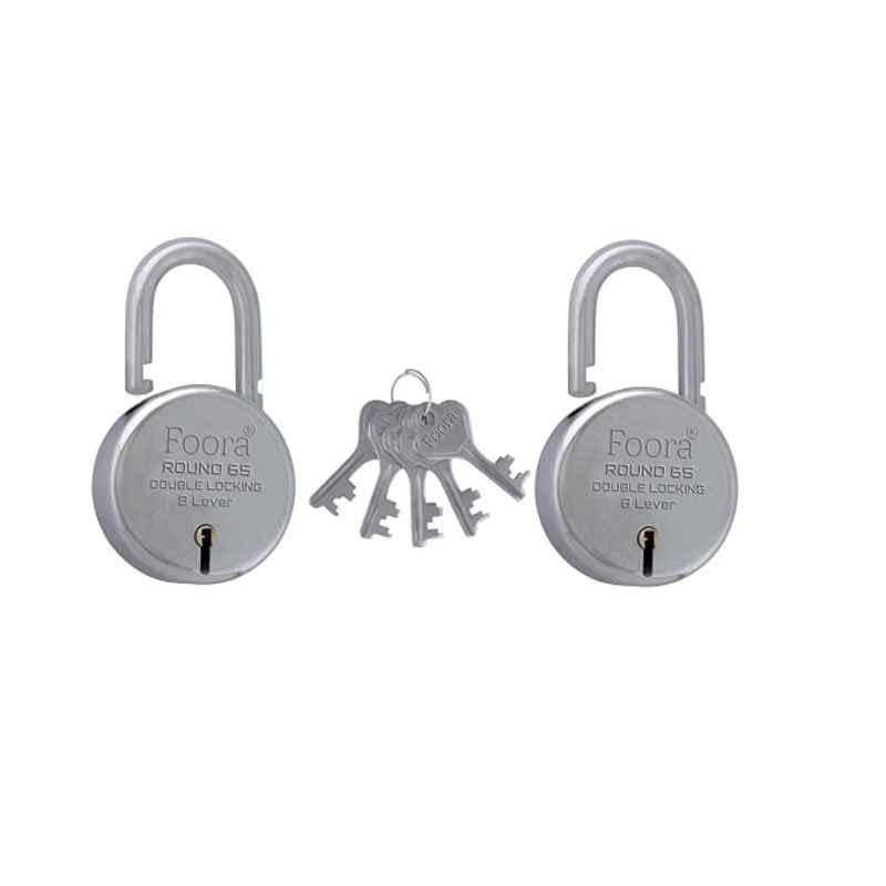 Foora 2 Pcs 65mm Iron Home Door Padlock Set with Common Keys