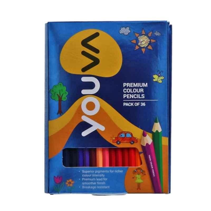 Navneet Youva 174mm Wooden Premium Colour Pencils, 35258 (Pack of 36)