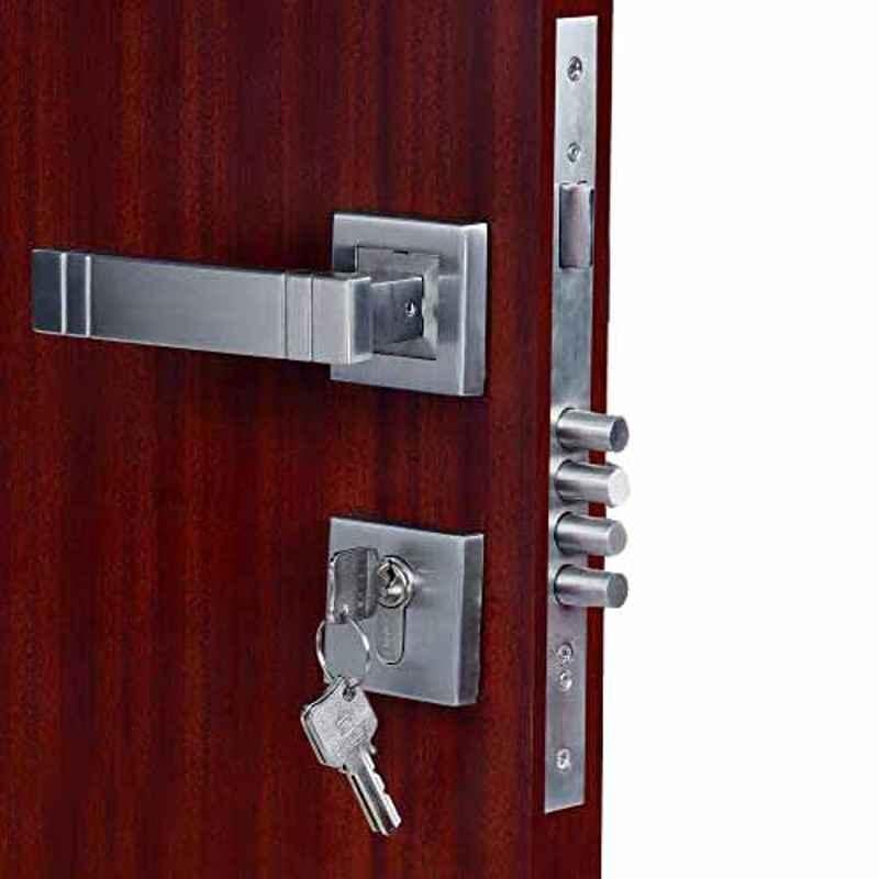 Homexpert Rose Spacio 60mm Stainless Steel Silver One Side Key Mortise Door Lock Set