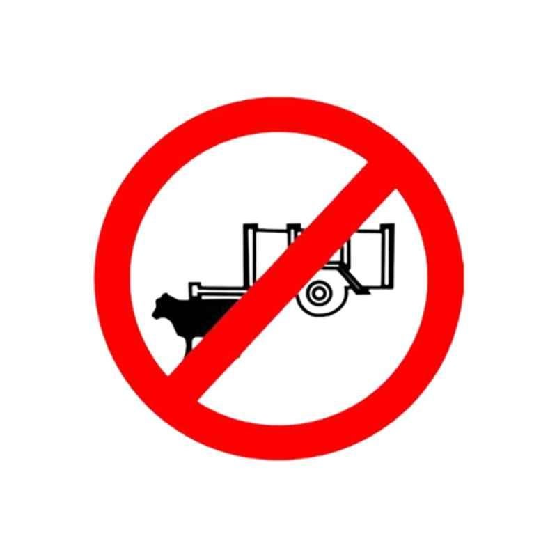 Ladwa 600mm Round White & Red Aluminium Bullock Carts Prohibited Mandatory Retro Reflective Road Signage, LSI-MCSB-600mm-UTPM