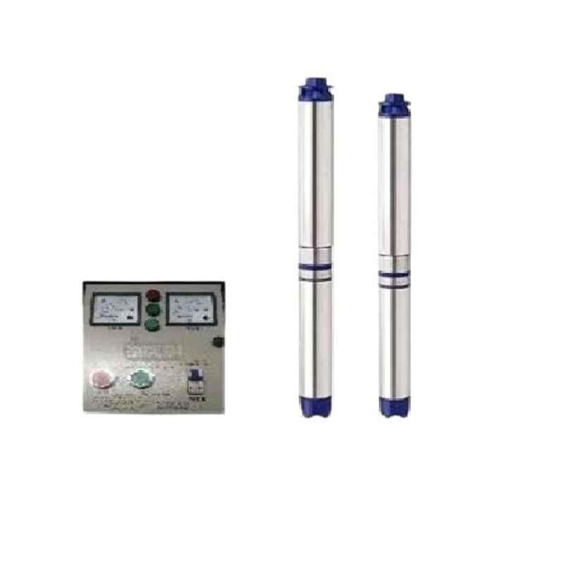 Jindal 1.5HP 12 Stage Single Phase Pure Copper Water Filled Borewell Submersible Pump with Control Panel