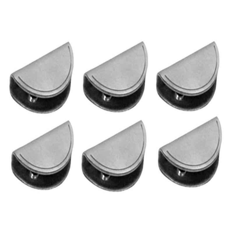 Smart Shophar 1.5 inch Stainless Steel Silver D Type Glass Shelf Bracket 6 mm, SHA40SB-DTYP-1.5SL06-P6 (Pack of 6)
