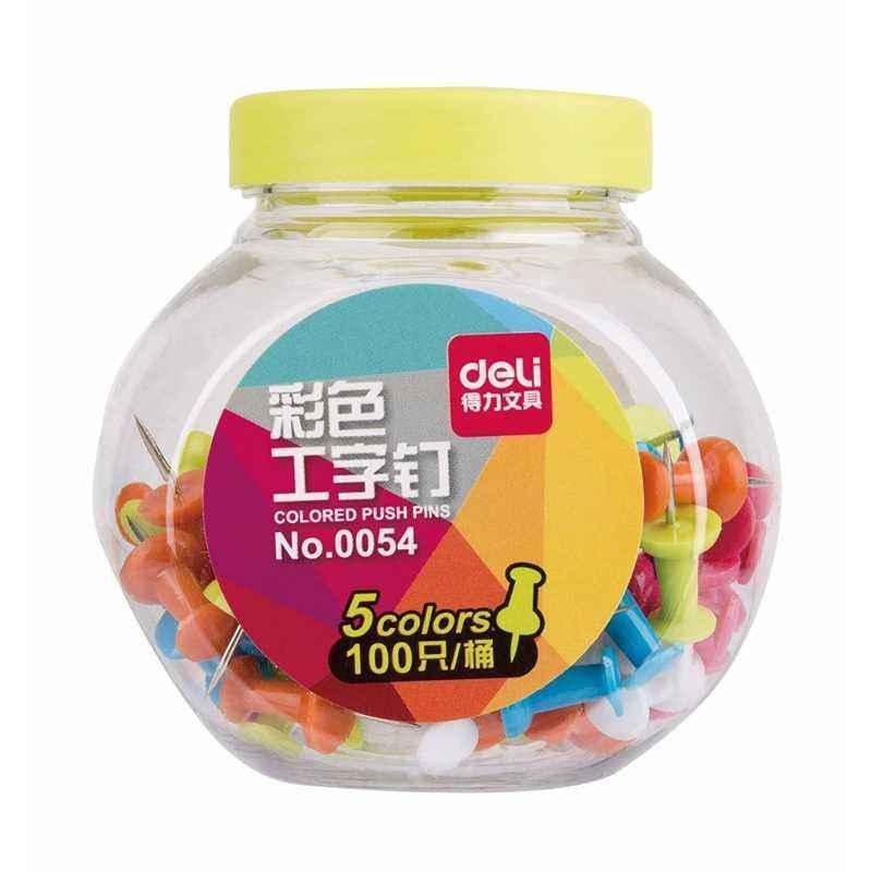 Deli Colored Push Pins, 54 (Pack of 10)