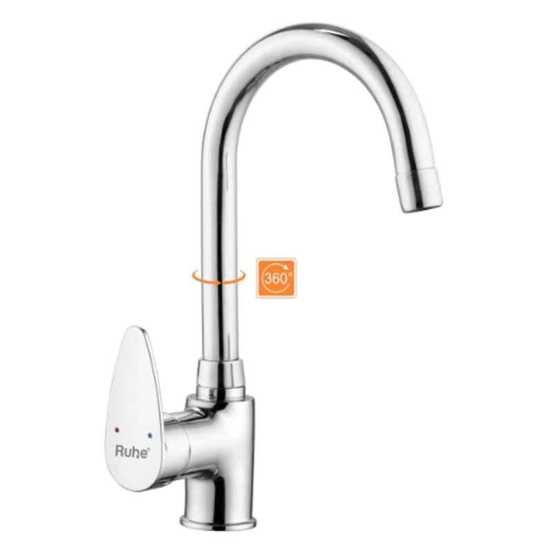 Ruhe Eclipse Brass Chrome Finish Single Lever Sink Mixer with xxlarge 15 inch Round Swivel Spout, 11-0626-RM
