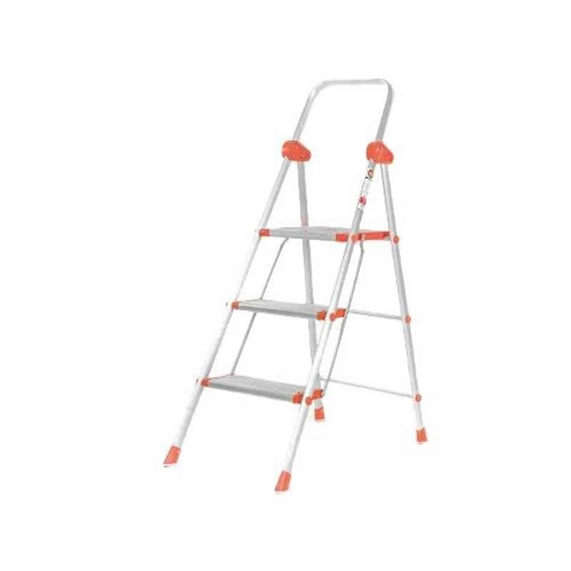 Bathla Surge 3 Step Silver & Orange Aluminium Ladder