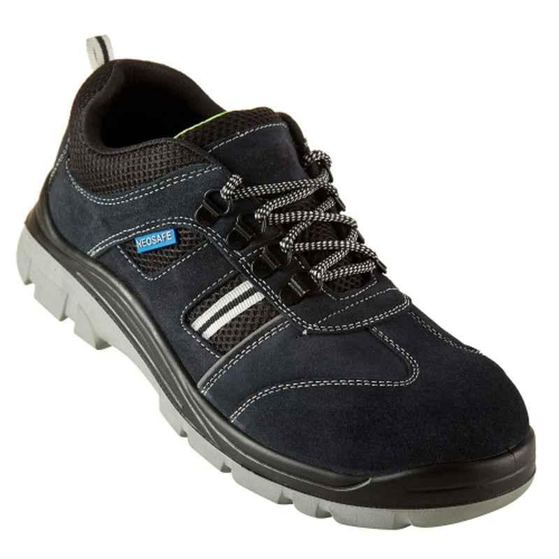 NEOSafe A7020 Leather Steel Toe Black Work Safety Shoes, A7020ISIB-5, Size 5