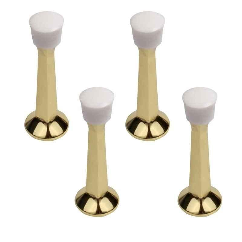Screwtight 3 inch Zinc Polished Wall Mounted Lacquered Door Stopper, Z230403PBL-4 (Pack of 4)