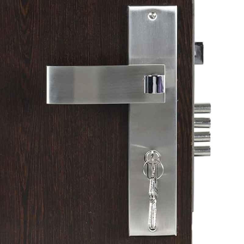 Homexpert Vespa 10 inch 60mm Stainless Steel Silver Cylindrical Plate Both Side Key Mortise Door Lock Set