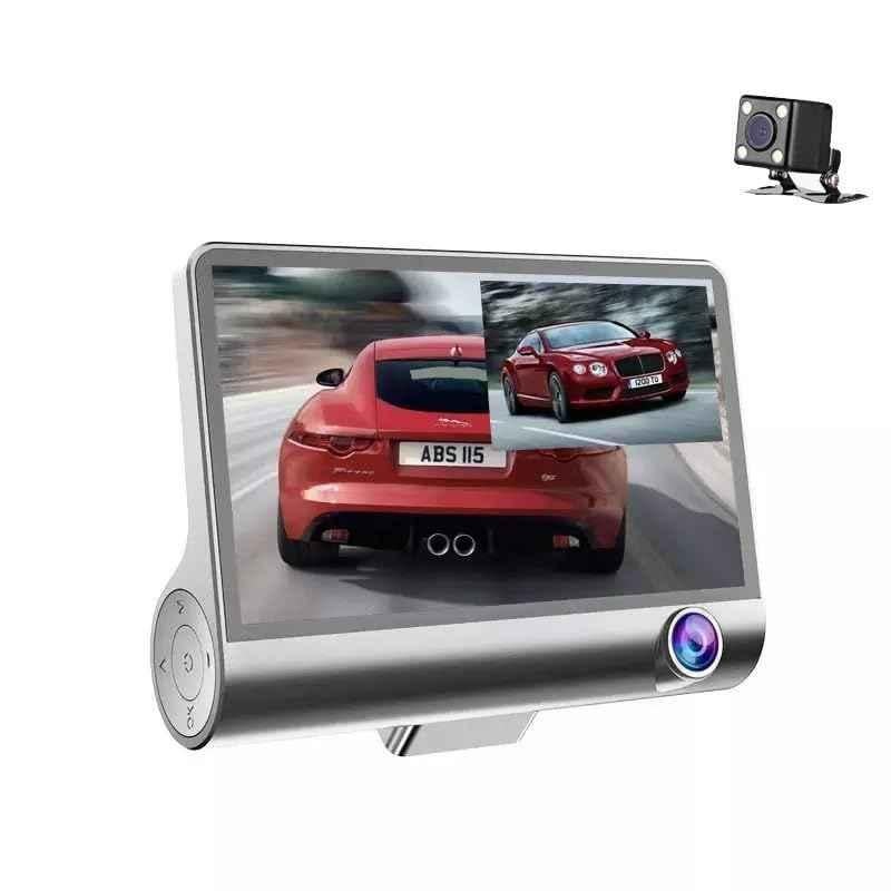 AUSHA 4 inch 1080p 3 Channel G-Sensor Front & Rear Dash Camera