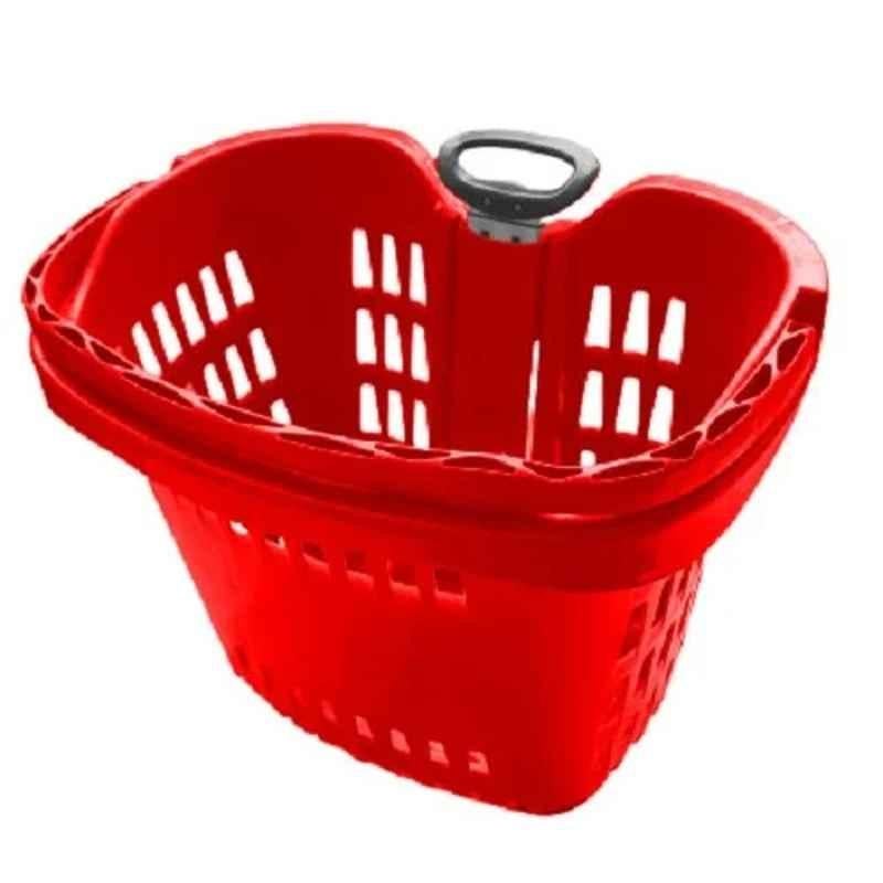 Retail Detailz 52L Red Plastic Rolling Basket with 2 Wheels, RD-RB52-R