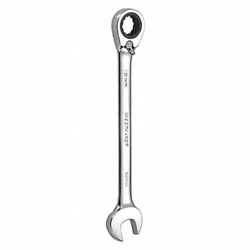 Westward 9-1/4 inch Alloy Steel Chrome Ratchet Wrench, 54PP56