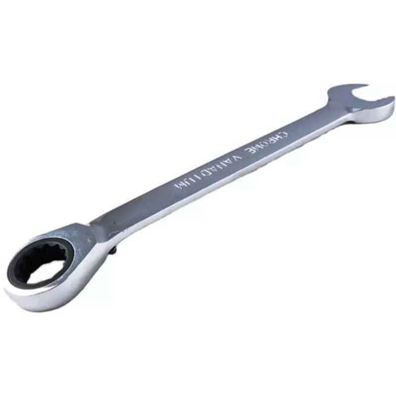Hanbon 22mm Metal Silver Mirror Combination Double Sided Ratchet Wrench, 51122