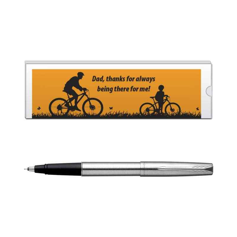 Parker Frontier Stainless Steel CT Roller Ball Pen with Dad Quote-2, 9000020182