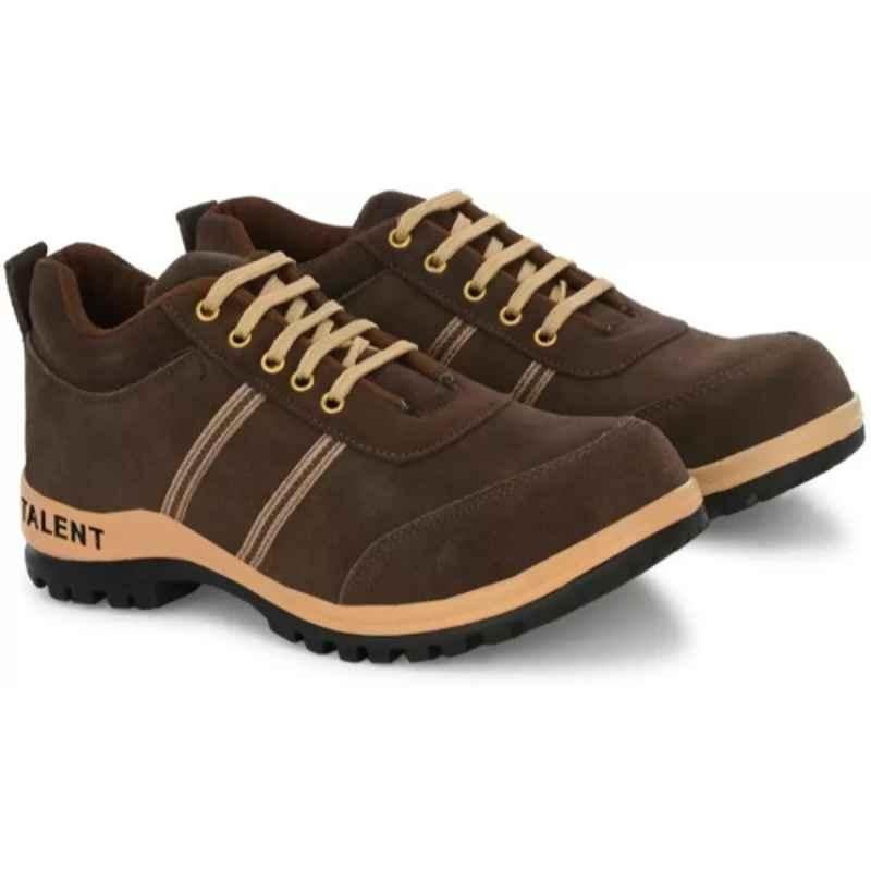 Infantry I204 Leather Steel Toe Brown Safety Shoes, Size: 8