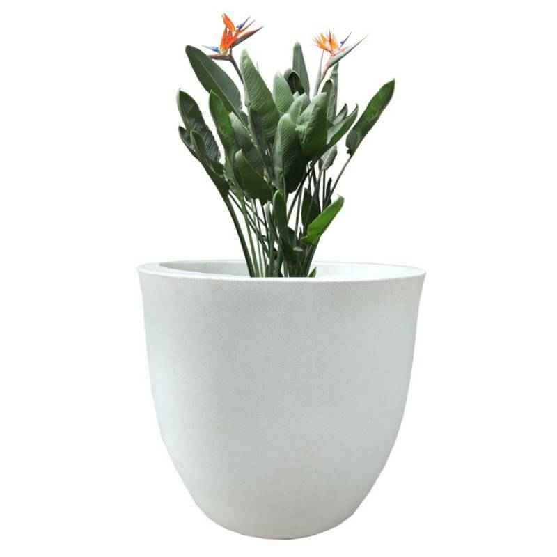 Fox B 15 Inch Round White German Polymer Planter, FOX-PCUP-14-W