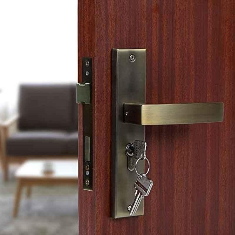 Voltizi 8 inch Stainless Steel 304 Antique Finish Cylindrical Plate Mortise Door Lock Handle Set with Both Side Key, LB-10001