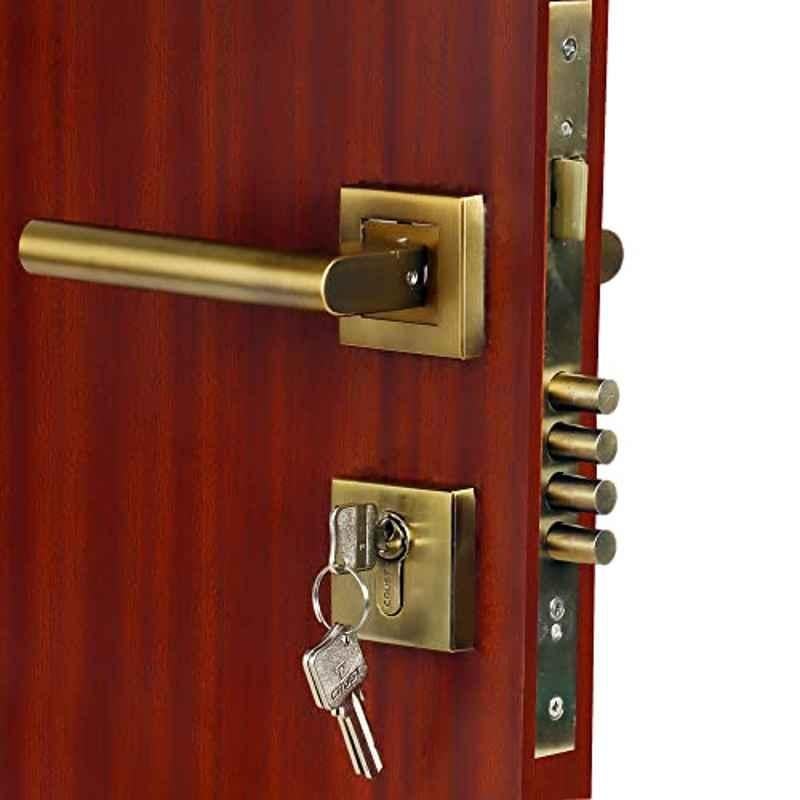 Homexpert Rose MG301 60mm Stainless Steel Antique Brass Finish Both Side Key Mortise Door Lock Set