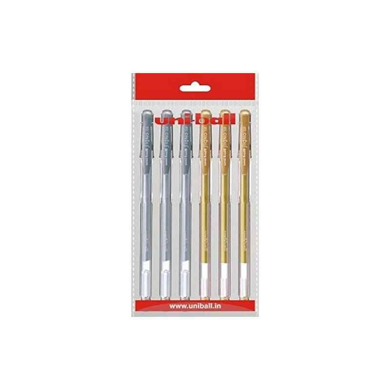 Uniball UM-100 GD/SL Signo Ball Pen (Pack of 6)