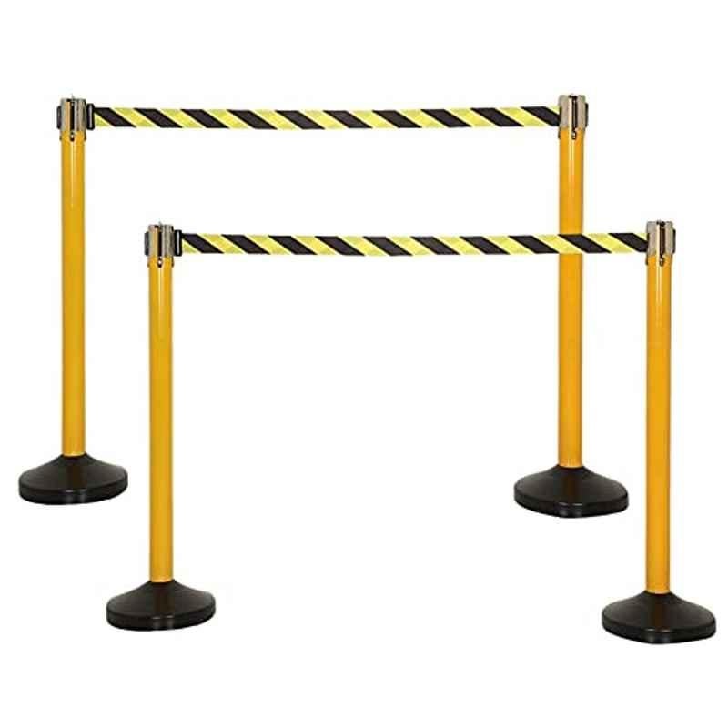 Ladwa 4 Pcs Stainless Steel 202 Hook Type Q Manager Set with 2.25m Yellow & Black Nylon Belt, LSI-QMYB-P4