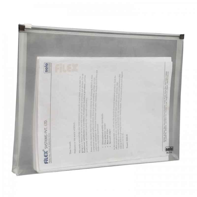 Solo FC Transparent White Expandable Document Bag with Zipper Closure, MC 115 (Pack of 60)