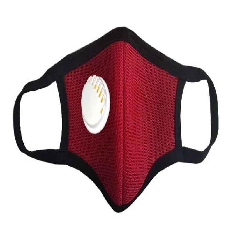APS Reusable & Washable Multipurpose Red Cotton Face Mask with Respirator, APS FM-13 (Pack of 10)