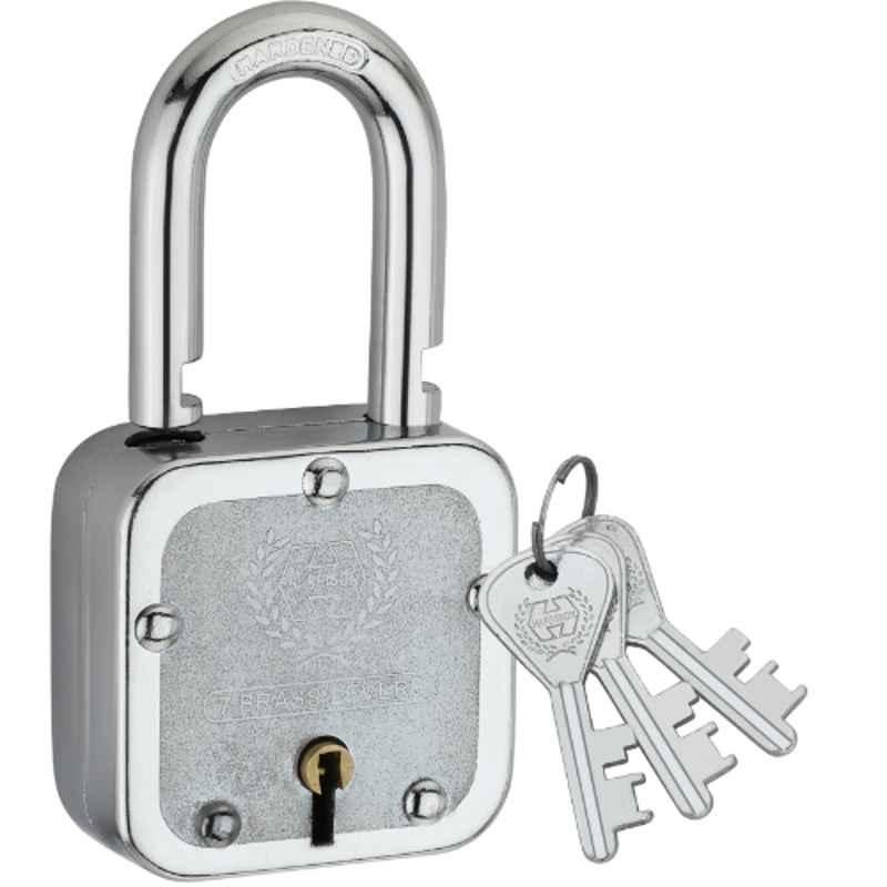 Harrison 50mm 6 Lever Mild Steel Bright Chrome Plated Finish Square Padlock with 3 Keys, T-27-0040