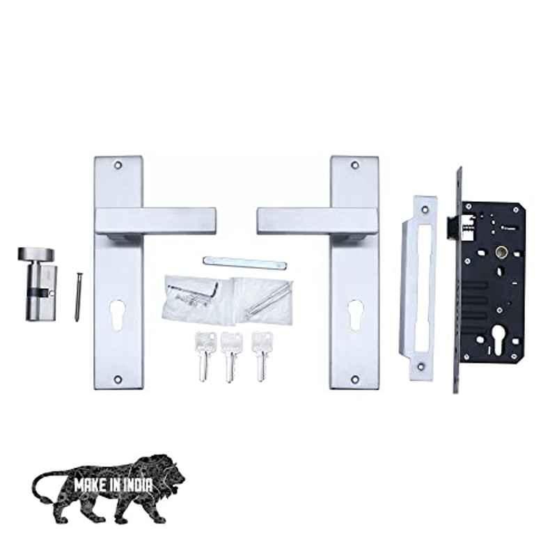 Saze 10 inch Stainless Steel 304 Matt Finish Cylindrical Plate Mortise Door Lock Handle Set, SE-LB1007-10CY-OSK