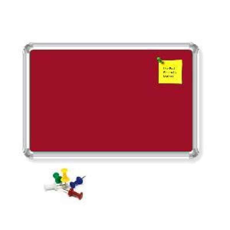 Nechams 4'x3' Fabric Notice Board Premium Series Maroon FABMRN43UF