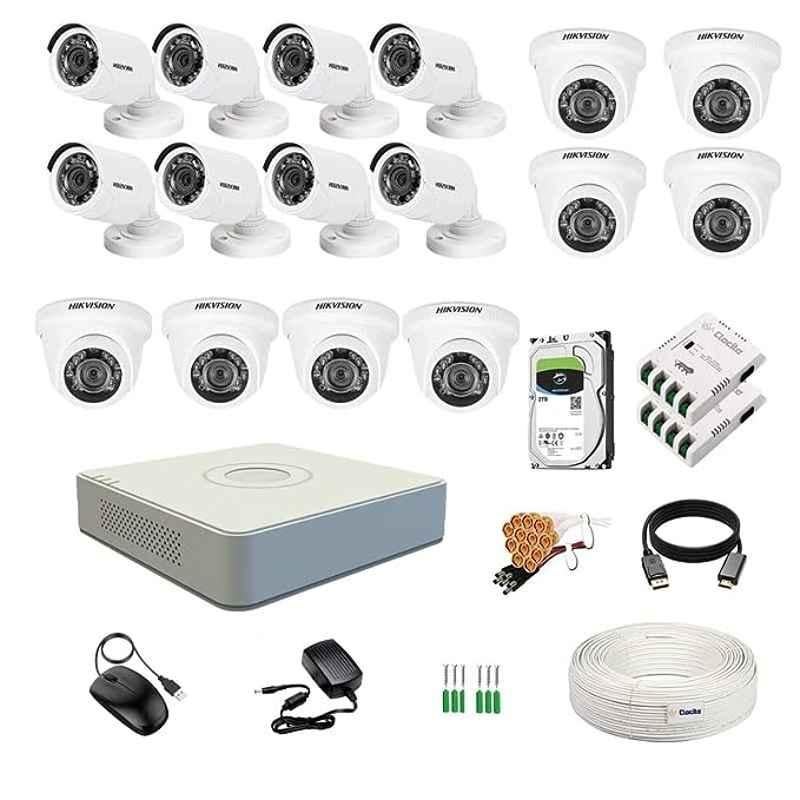 Hikvision 2MP 2TB HDD 16 Channel DVR Day & Night CCTV Camera Kit with 8 Pcs Dome & 8 Pcs Bullet Camera