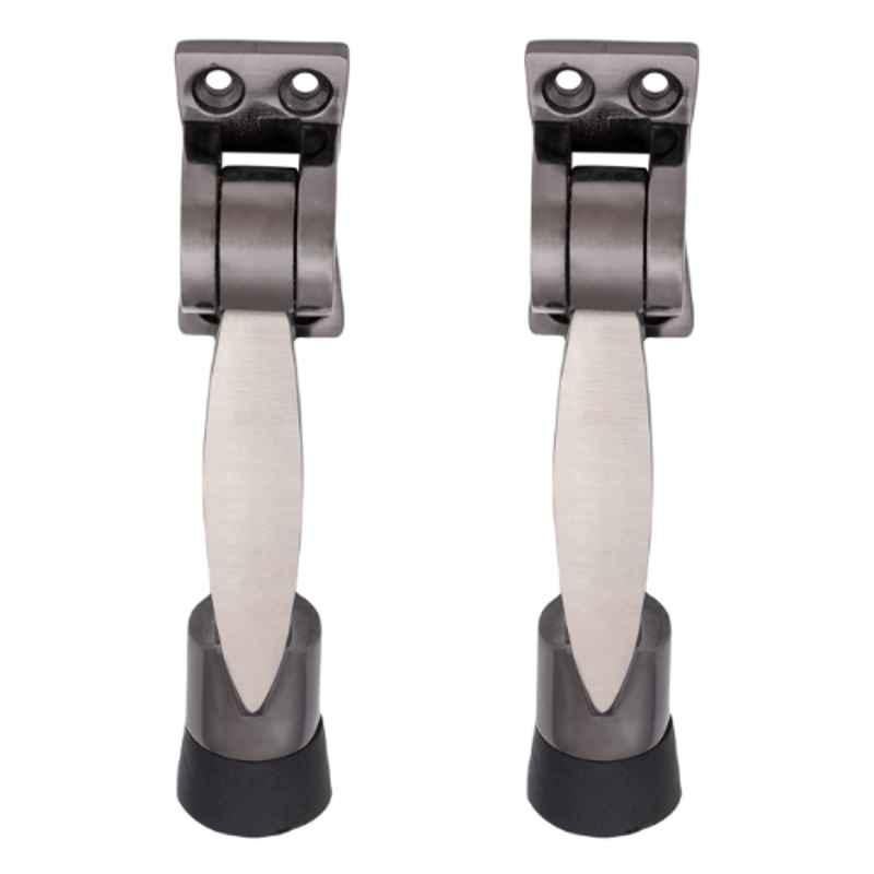 Atom DS005 Black Silver Finish Door Stopper (Pack of 2)