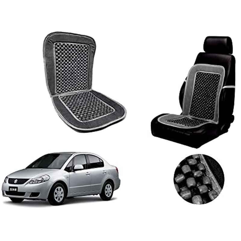 Auto Pearl PU, Velvet & Wooden Beads Grey Rectangular Seat Cushion for Maruti Suzuki SX4