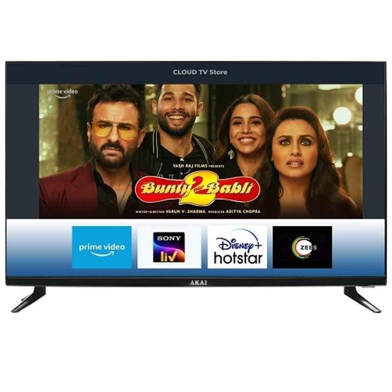 Akai 32 inch Black HD Ready Smart LED TV with Frameless Design, AKLT32S-FL1Y9M