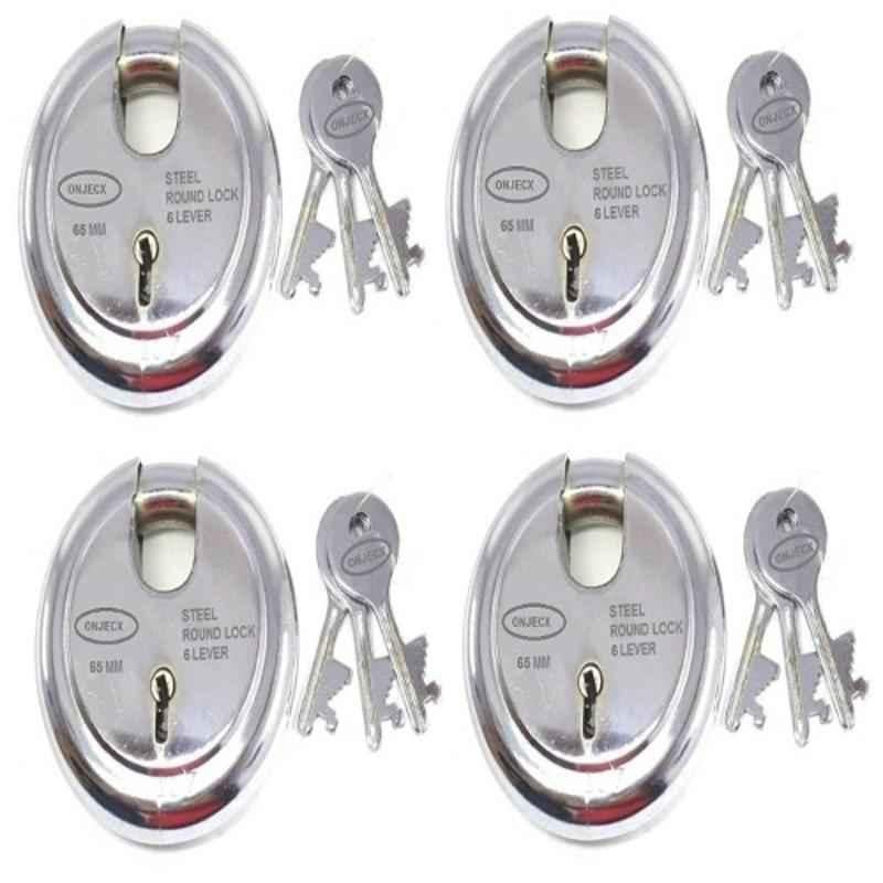 Onjecx RPL65 65mm 6 Levers Steel Padlock(Pack of 4)