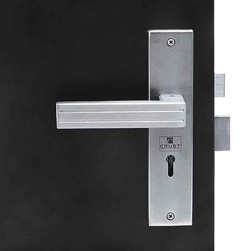 Handle Waala Altroz 8 inch 60mm Stainless Steel Silver Finish Cylindrical Plate Mortise Door Lock Set