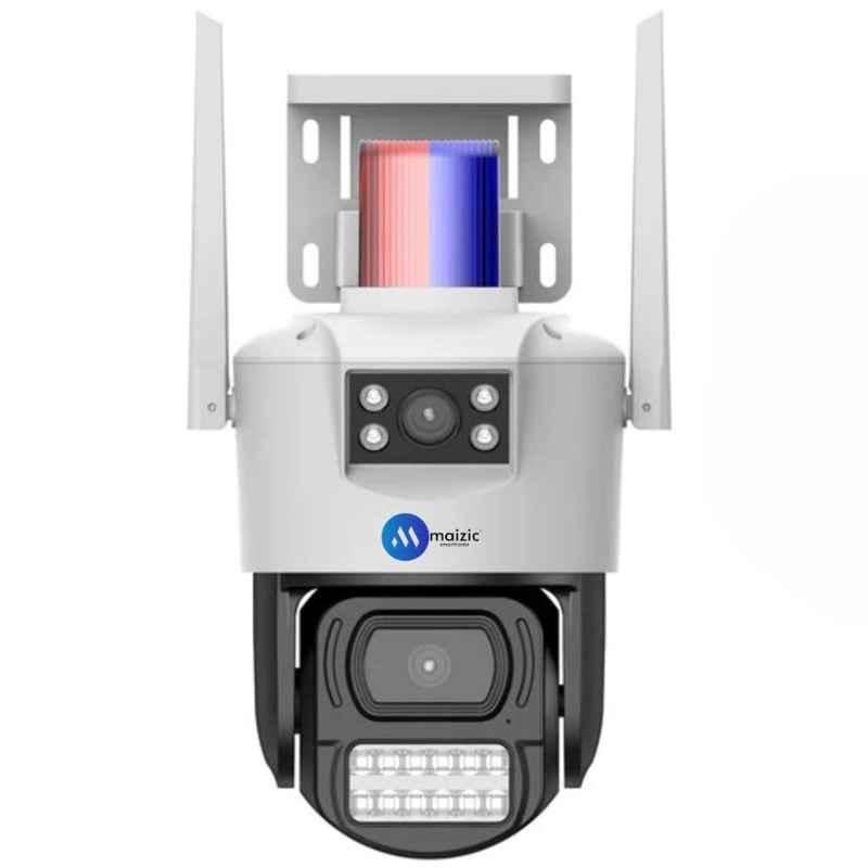 Maizic Smarthome Supercam 4MP 2K Dual Lens White WiFi IP Outdoor Camera with Real Time Alert, Auto Tracking & AI Human Detection